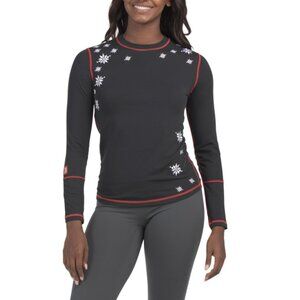 NILS Black/red Christina Snowflake Embroidered Base Layer Top